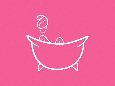 Relax bathroom cute flat girl glyph icon illustration line pink relax vector