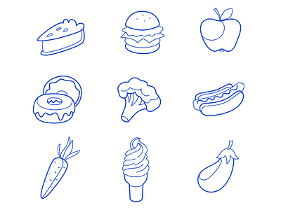 Foodies Icon apple broccoli burger carrot donut eggplant hot dog ice cream icon icons pie