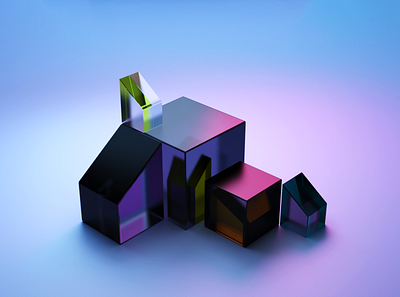 Cube Glass 3d graphic design ui