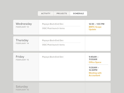 Schedule app calendar flat interface schedule ui