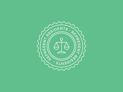 Represent Residents badge icon illustration justice seal
