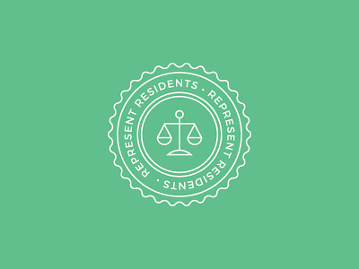 Represent Residents badge icon illustration justice seal