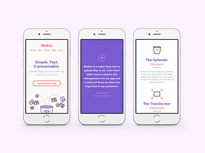 Responsive Shubox app colorful illustration interface marketing responsive ui ux web app