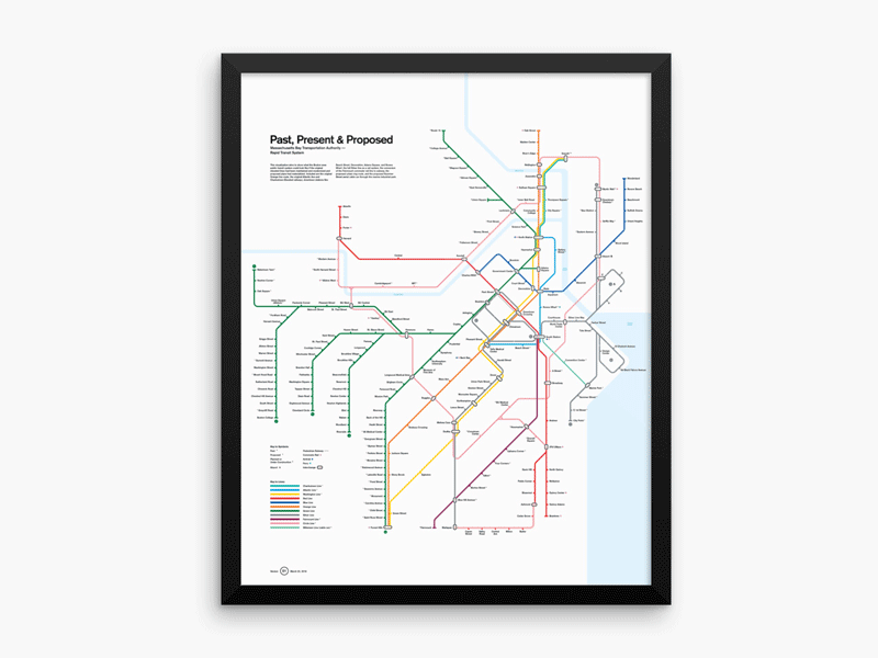 MBTA: Past, Present & Proposed data viz infographic map poster print
