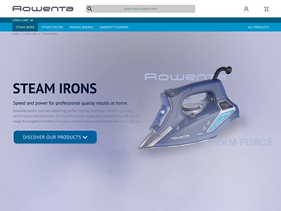 Landing - Rowenta Steam Irons ecommerce motion design typogaphy ui ux webdesign website