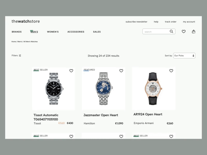 The Watch Store: micro interaction and page transition animation design ecommerce interaction interaction design microinteractions motion design shop store transition ui ui design ux visual design watch brands watch store watches webdesign