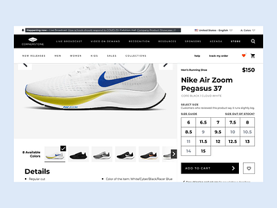Single Product Page design ecommerce motion design nike shoes store ui ux visual design webdesign