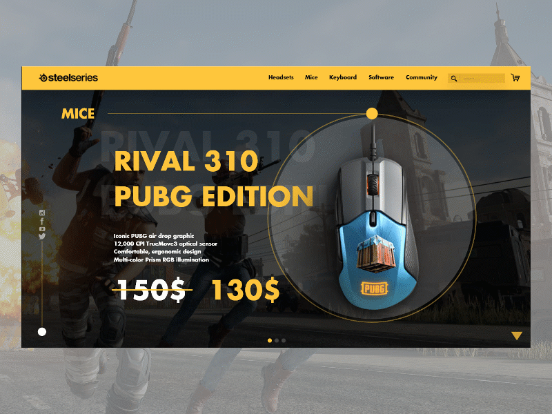 Steel Series PUB-G Edition Concept app business checkout page clean design header icon illustration intelligence landing page management marketing pattern people platform pub g steelseries texture ui website