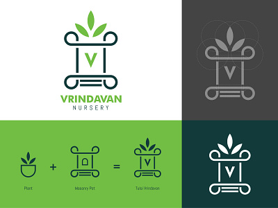 Vrindavan Nursery brand design brand identity branding design designer dribbble flat icon illustrator logo logo design logo designer logo mark minimal plants symbol vector
