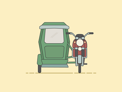 Philippines Tricycle illustration illustrator manila motocycle sidecar tricycle