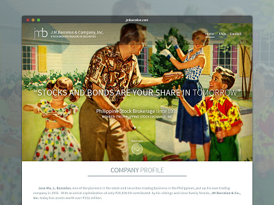 Jmbarcelon.com - family business site WIP 1950s brokerage business family business philippines stocks webdesign website