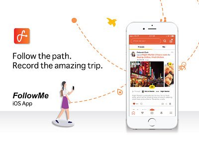 FollowMe - Record and share your amazing trip app blog design illustration navigation ui ux web