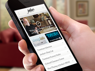 Jordan's Furniture Website Mobile Homepage
