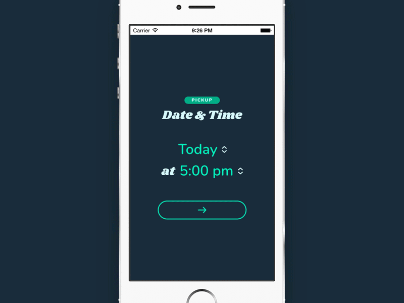 Date & Time Input for Pickup Orders animation clean date ecommerce flat form gif input mobile motion time ui