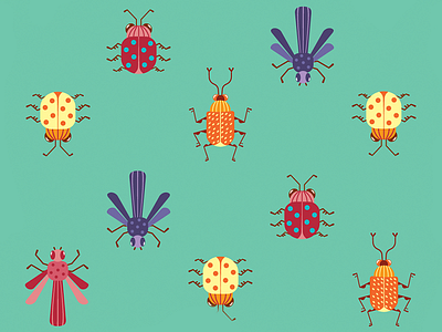 Insects - Pattern animal bugs flat illustration insects pattern vector