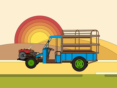 Tractor illustration myanmar vector