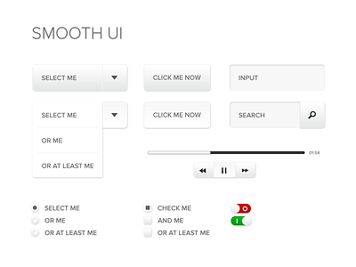 Smooth UI button input kit light minimal progress select smooth soft ui userinterface white