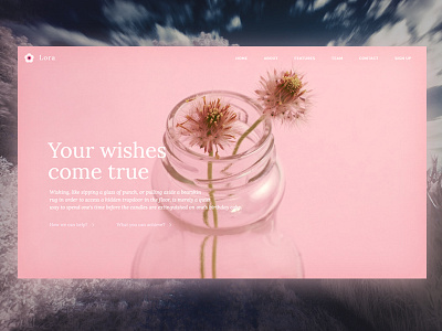 Lora Wishes flower landing minimal minimalistic page pink stachecka