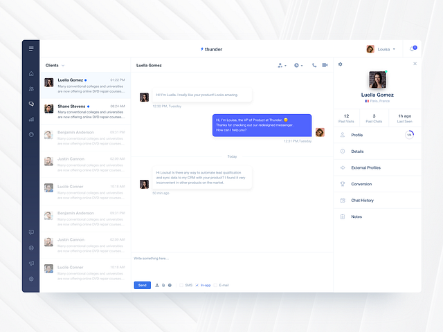 Thunder ⚡- customer communication platform by Marta Wysokińska on Dribbble