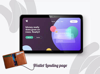 Wallet App Landing Page Header app branding design icon illustration logo ui ux uxui web header website
