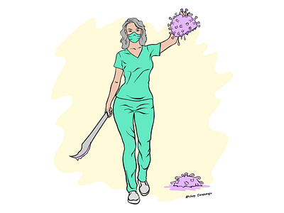 Covid Nurse comic art covid covid 19 digital illustration illustration nurse vector warrior