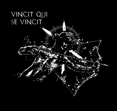 Vincit qui se vincit branding dark art dark background design illustration illustrator merch merch design merchandise design music art music artwork quote shirt shirtdesign typography