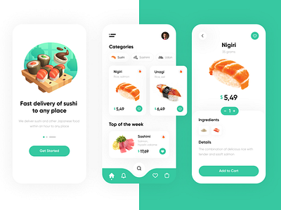 Fast Delivery Sushi - Mobile App Design app appdesign delivery design food mobileapp mobileappdesign pizza sushi ui uidesign uiux uiuxdesign ux uxdesign