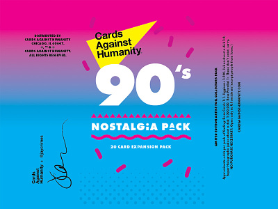 Cards Against Humanity 90s Pack 90s game hot neon packaging pink print white