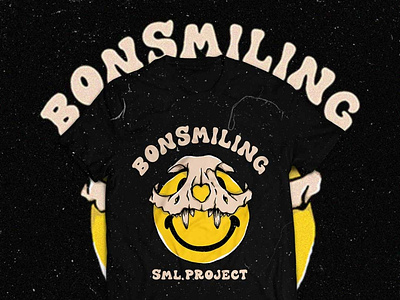 BonSmile T-Shirt Design animals apparel bone branding fun graphic design happy illustration logo merchandise silentowlstudio skull smile streetwear tee vector vintage