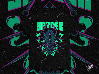 Spyder T-Shirt Design agent apparel branding design graphic design illustration logo mecha merchandise poison robot silentowlstudio spider spy strength tech tee tshirt vector vintage