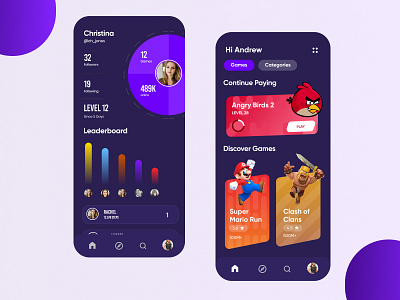 Gaming center App concept ui design