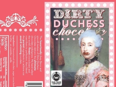 Dirty Duchess Chocolate Bar (Madame Strawberry) bar chocolate container design dirty duchess food graphic graphic design package photo manipulation wrapper