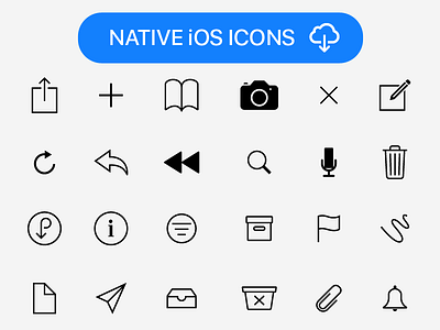 Free Complete Native iOS Icons glyphs icons ios ios10 ios11 ios12 ios13 iphone native style navigation bar sf symbols tab bar toolbar