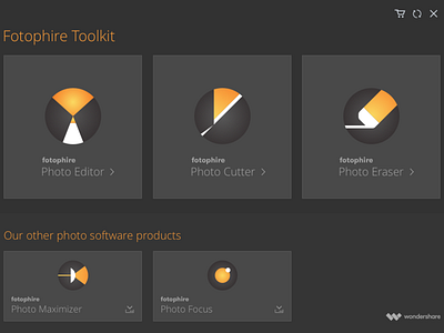 Fotophire Toolkit Launcher interface interface design user interface design