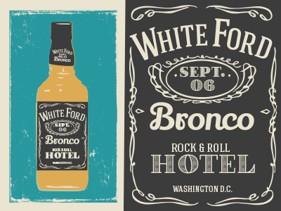 White Ford Bronco Concert Poster band concert illustration label poster print