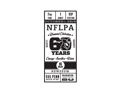 NFLPA 60th Diamond Celebration Invitation/Ticket 60th anniversary anniversary invite logo nflpa ticket