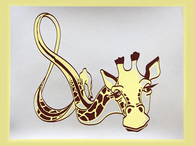 Giraffe Ampersand ampersand giraffe illustration metallic screen print silver