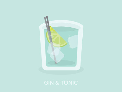 Gin & Tonic cocktail flat gin illustration tonic