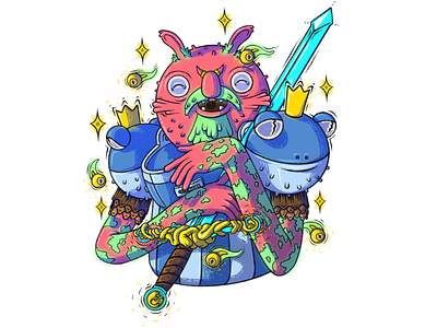 Croak Knight character creature digital drawing frog glow hero illustration knight nature sword tadpole