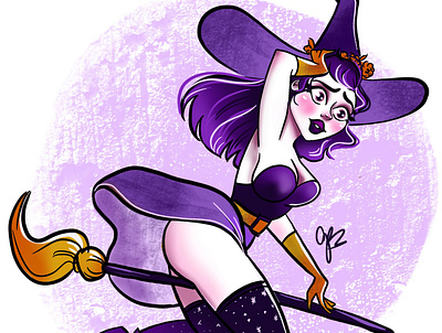 Purple Witch halloween illustration illustrator magic pinup pinup girl spells witch