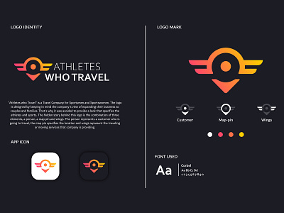 ATHLETES WHO TRAVEL logo brand design branding design flat icon identity illustration logo logo design minimal typography vector