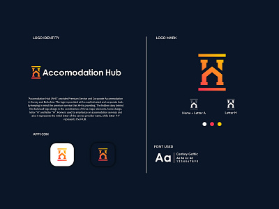 Accomodation HUB app branding design icon identity illustration lettering logo typography vector