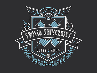 Twilio University (Internship Program) 2015 2015 badge code education heraldry intern internship logo owl shield twilio university