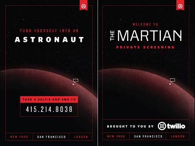The Martian: private screening by Twilio astronaut communication galaxy mars message movie planets selfie signage space the martian twilio