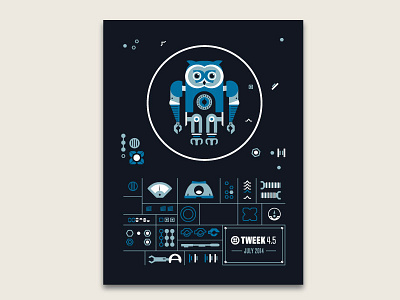 Throwback! Poster for Tweek4.5 bot graphic illustrator inventory owl robot shirt toolbox tools tweek twilio vector