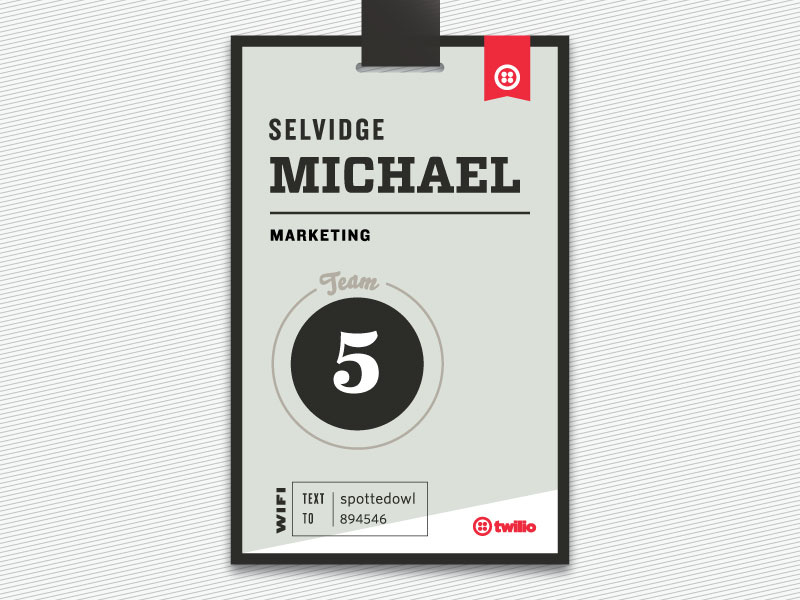 Throwback! Name tag for All Hands 2014 print nametag typography logo twilio allhands