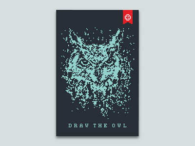 Draw the owl poster 8 bit 8bit bitmap draw the owl nine values owl owls pixelate pixels poster squares twilio