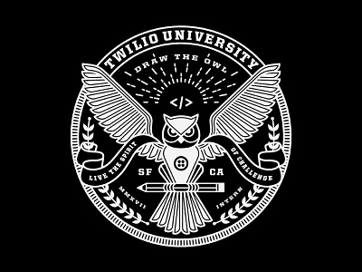 Twilio University (Internship Program) 2017 2017 badge code education heraldry intern internship logo owl shield twilio university