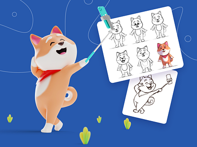 Shiba Inu 3D Illustrations 3d 3d graphics app app design design illustration web web design