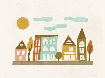 Town art design illustration minimal texture town vector